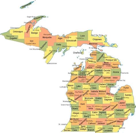 Visit and/or travel through all 83 counties of MI | Map of michigan ...