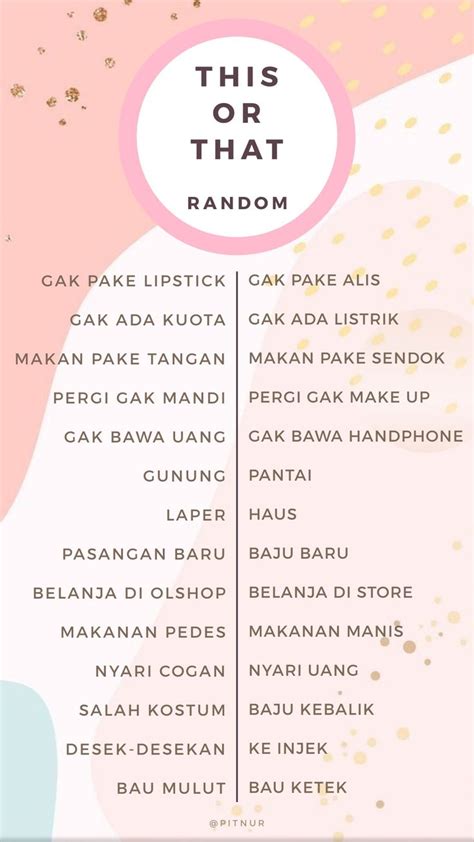 This or that random template instagram Indonesia | Permainan pertanyaan ...