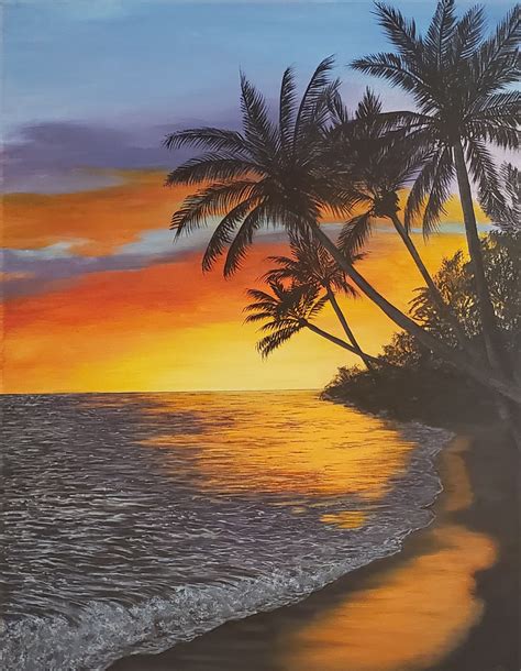 Sunset Acrylic Painting , Original Canvas Painting , Beach Sunset ...