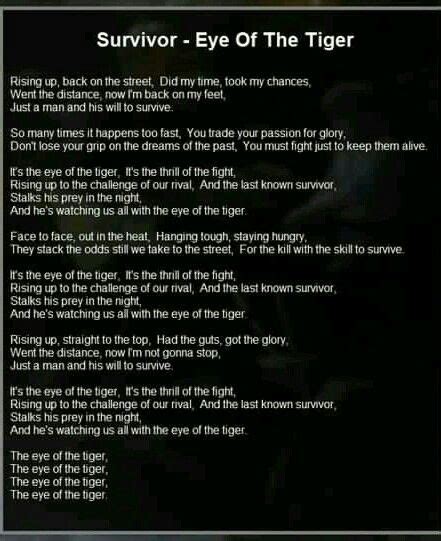 Survivor Eye Of The Tiger Lyrics