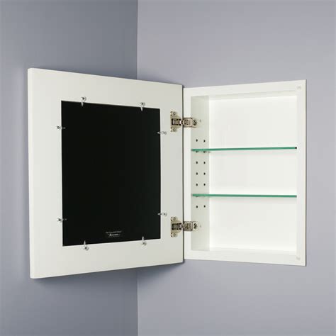 Large White Shaker Style Recessed Mirrored Medicine Cabinet (14" x 18") | Recessed In-Wall ...