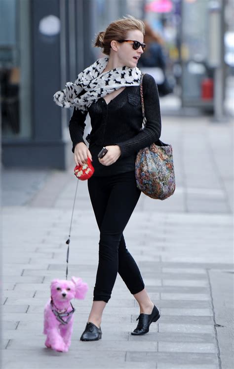 Emma Watson - Out With Her Pink Puppy | Just FAB Celebs