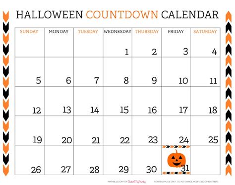 Free Printable Halloween Countdown Calendar | Catch My Party