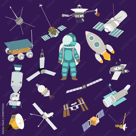 Space icon set. Space rockets, spaceships. Different kinds rocket ...