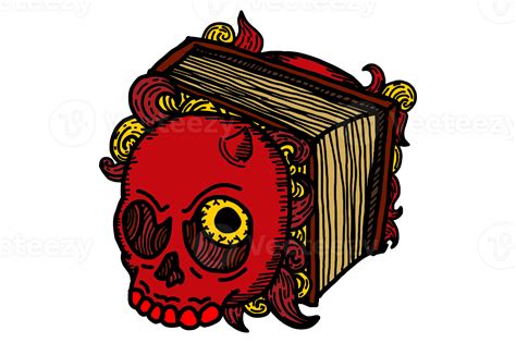 Red Demon Skull Magic Book Illustration 24682858 PNG