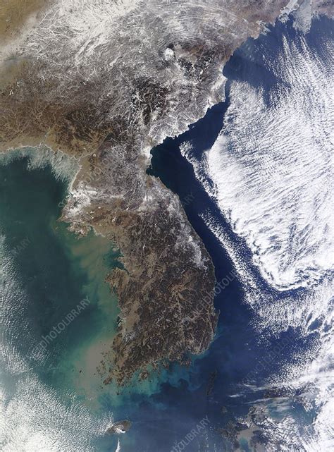 Korean Peninsula, satellite image - Stock Image - C016/3880 - Science ...