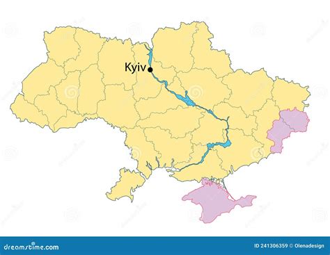 Political Map of Ukraine with Occupied Territories by Russia - Donbass and Crimea, As on January ...