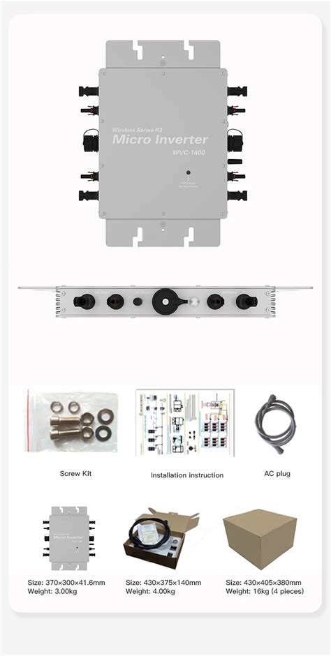 Microinverter 1400w Smart App Wifi Monitoring Grid Tie Ip65 Wvc Enphase ...