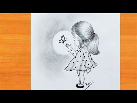 How to draw a cute girl with butterfly|| girl drawing || pencil sketch ...