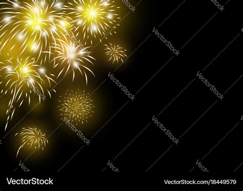 Gold fireworks design on black background Vector Image