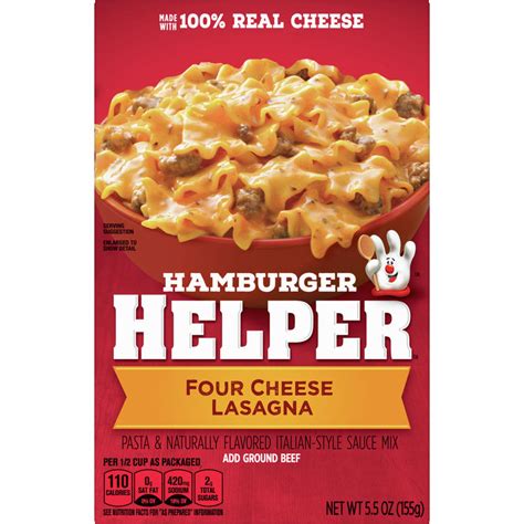 Betty Crocker Hamburger Helper, Four Cheese Lasagna Hamburger Helper, 5 ...