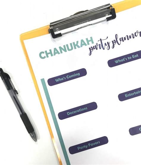 Chanukah Party Planner - Free Printable! - Jewish Moms & Crafters