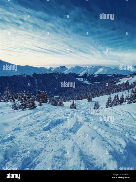 Beautiful view of snowy mountains in Switzerland Stock Photo - Alamy