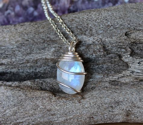 Rainbow Moonstone Jewelry Natural Moonstone Necklace Gypsy