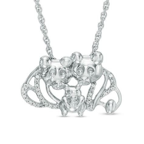 1/15 CT. T.W. Diamond Teddy Bear Family Necklace in Sterling Silver - 17" | Diamond Necklaces ...