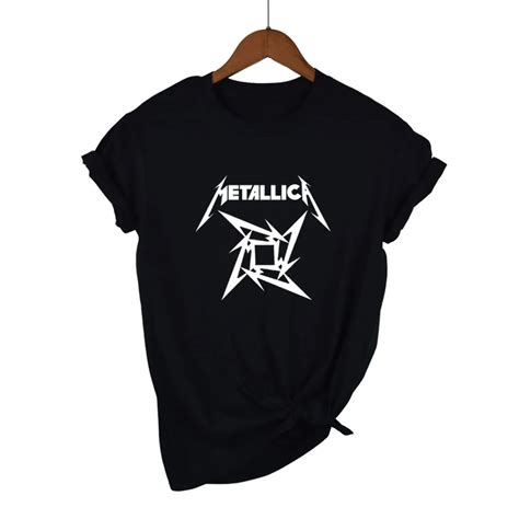 MeTallica T Shirts Women Heavy Thrash Metal Rock T shirt Short Sleeve Cotton Rock Band T Shirt ...