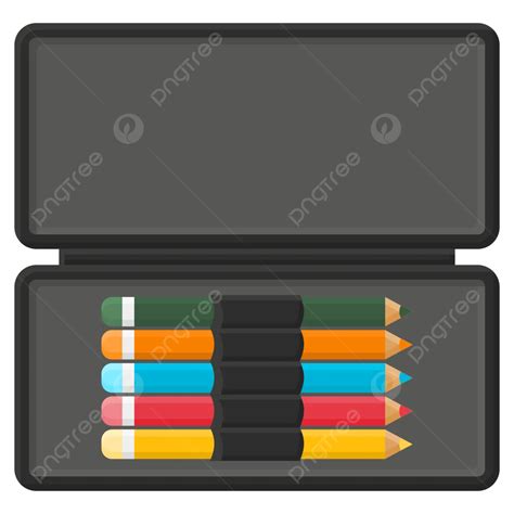 Black Pencil Case With Colored Pencils Vector, Pencil Case, Colored Pencils, Vector PNG and ...