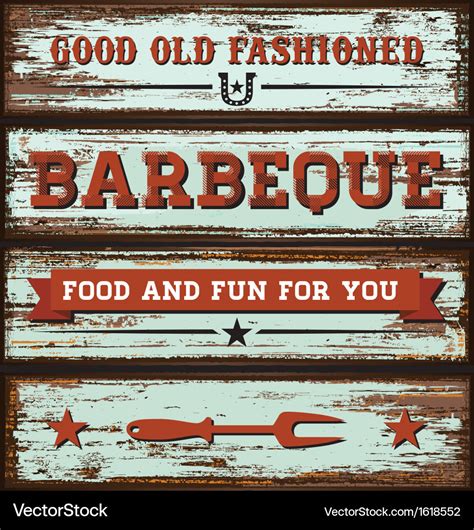 Vintage bbq wooden sign Royalty Free Vector Image