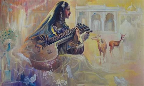 Woman Playing Veena Painting by Vishal Gurjar - Fine Art America