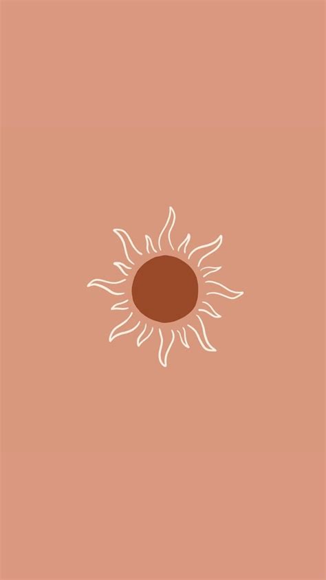 Download Boho Aesthetic White Outlined Sun Wallpaper | Wallpapers.com