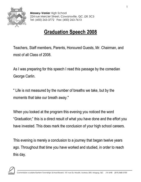 Elementary graduation speech template - mwvast