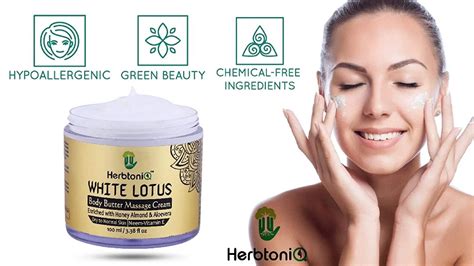 HerbtoniQ White Lotus Body Butter Massage Cream With Honey, Almond, Vitamin E (100 ml) - HerbtoniQ