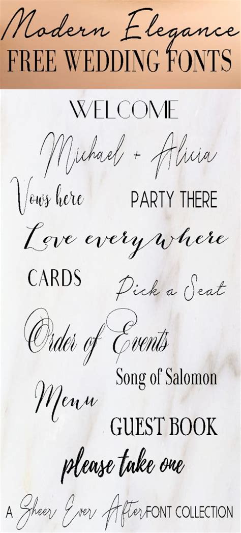 Modern Elegant Wedding Fonts | Sheer Ever After | Wedding fonts, Free ...