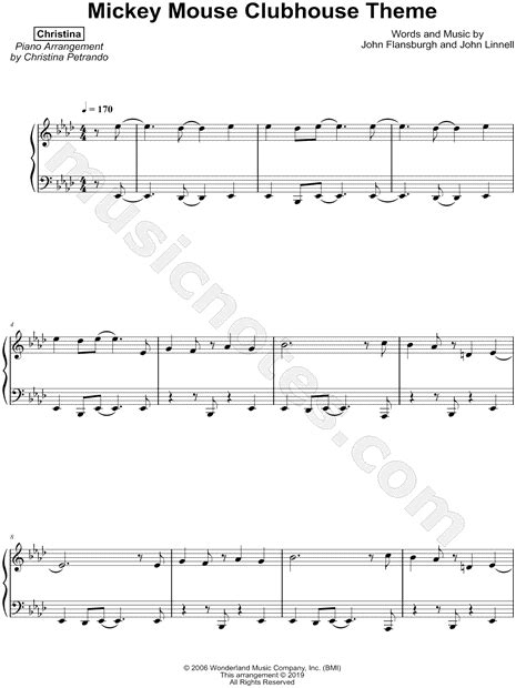 Christina "Mickey Mouse Clubhouse Theme" Sheet Music (Piano Solo) in Ab Major - Download & Print ...