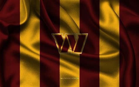 4k Washington Commanders Logo on Burgundy Yellow Silk Fabric