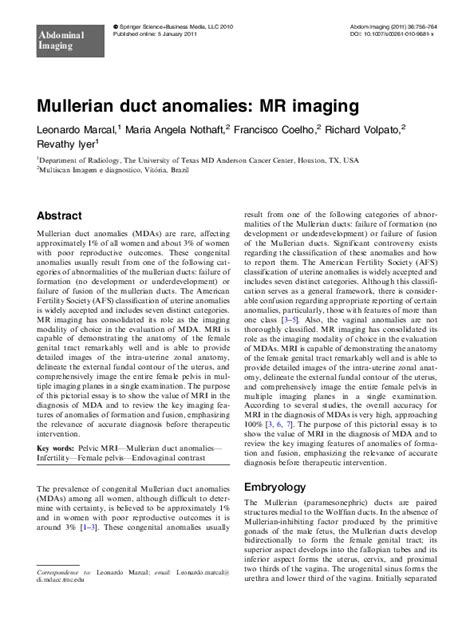 (PDF) Mullerian duct anomalies: MR imaging | Francisco Coelho - Academia.edu