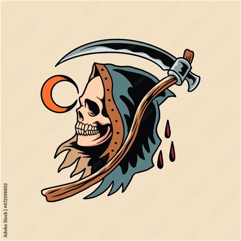 grim reaper tattoo vector design Stock Vector | Adobe Stock