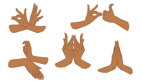 Different traditional hand signs of a dancing woman. Indian classical dance Bharatanatyam mudra ...