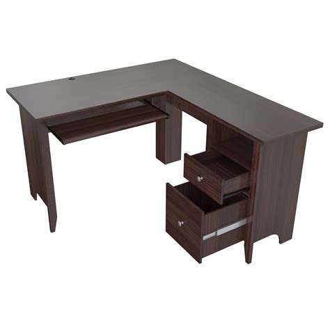 Inval 2-Drawer L-Shaped Desk, Espresso - Walmart.com