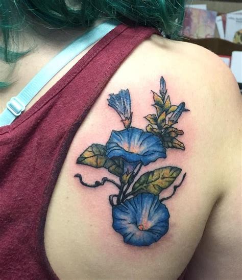 Morning Glory Tattoo done by Alyssa at Art & Soul Tattoo and Gallery. New Glarus Wisconsin. 608. ...