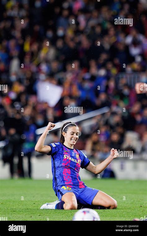 BARCELONA - MAR 30: Aitana Bonmati celebrates after scoring a goal during the UEFA Women's ...