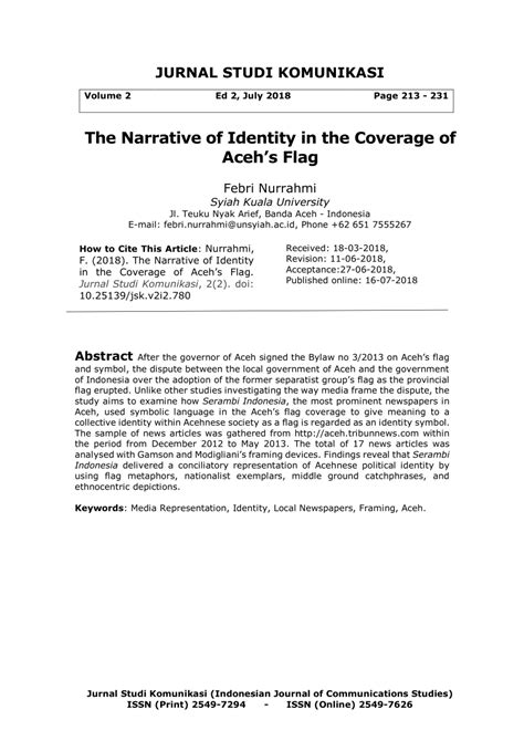 (PDF) The Narrative of Identity in the Coverage of Aceh’s Flag