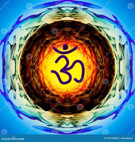 Meditation with Om Symbol Energy Background Stock Illustration ...