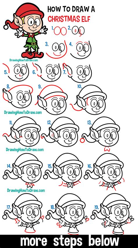 How to Draw an Elf for Christmas Easy Step by Step Drawing Lesson for ...