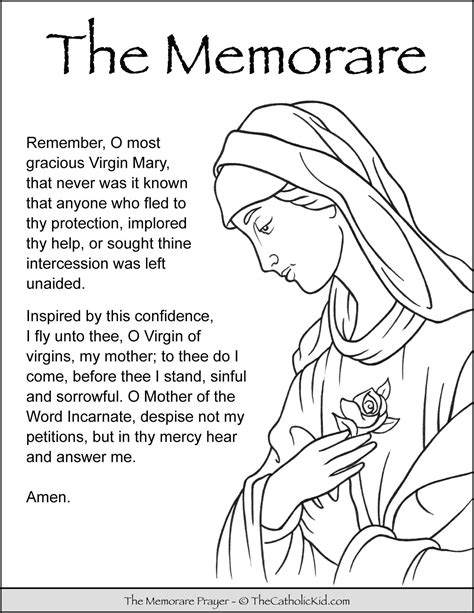 Memorare Prayer Coloring Page - TheCatholicKid.com