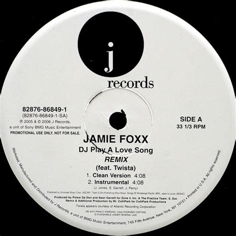 Jamie Foxx Featuring Twista – DJ Play A Love Song (Remix) (2005, Vinyl ...