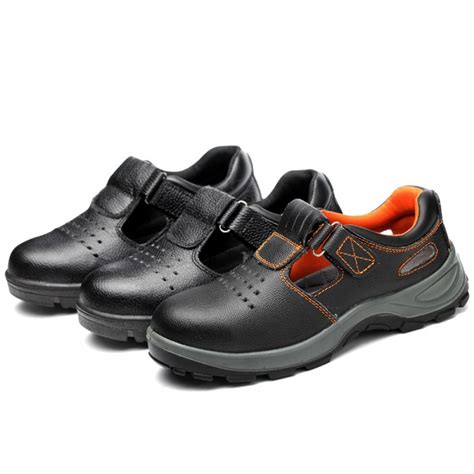 Breathable Light Leather Non Slip Puncture Proof Slip On Steel Toe Work Safety Shoes ...