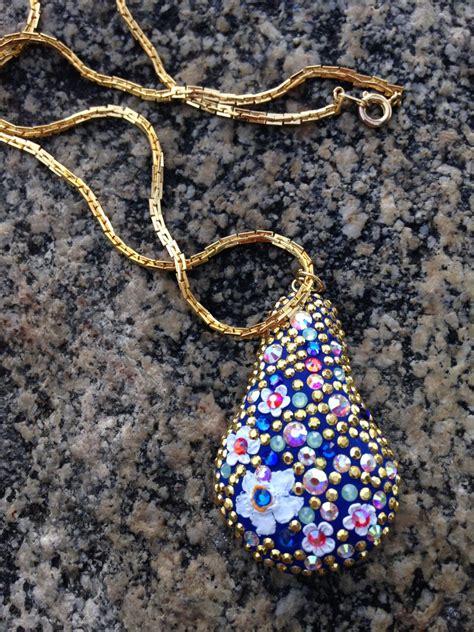 Bejeweled Blue Clay Floral Pendant - Etsy