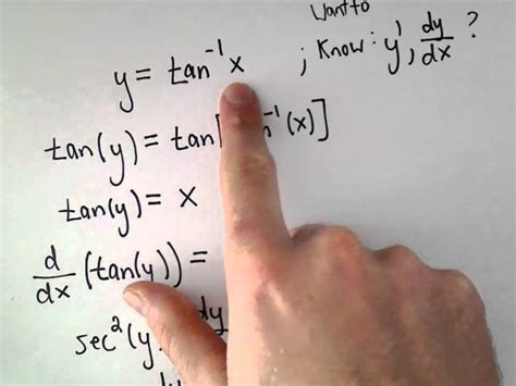 Deriving the Derivative of Inverse Tangent or y = arctan (x) - YouTube