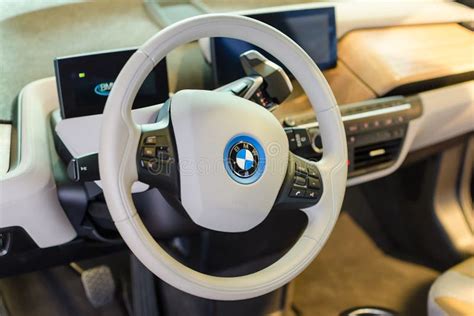 White Interior of Eco-friendly Full-time Electric Car BMW I3 Editorial ...