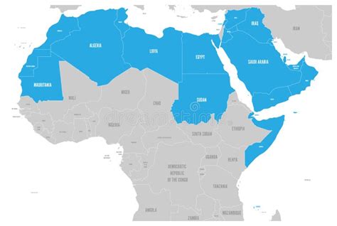 Arab World States Political Map with Higlighted 22 Arabic-speaking Countries of the Arab League ...