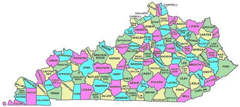 Printable Kentucky County Map