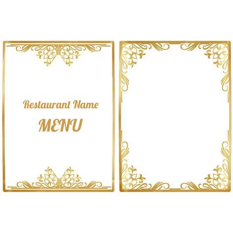 Restaurant Menu Design PNG Transparent, Elegant Gold Ornamental ...