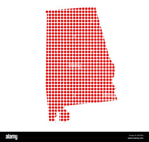 Red Dot Map of Alabama Stock Photo - Alamy