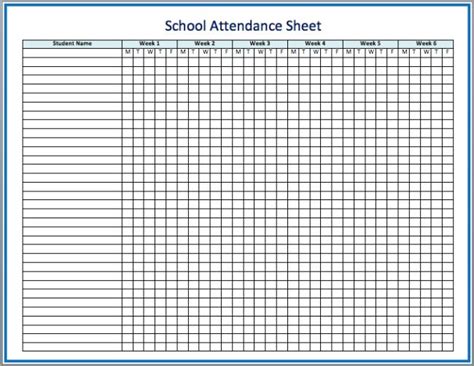 Free Printable Attendance Sheet Template for Teachers, Employees ...