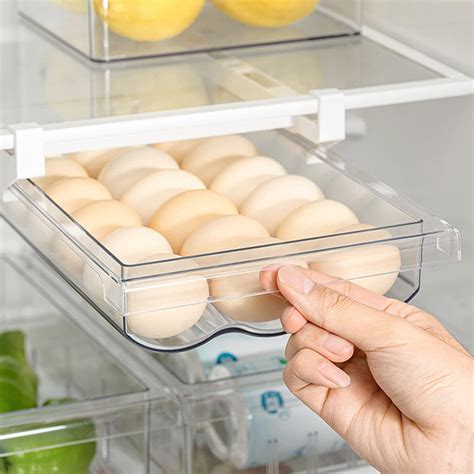 LALASTAR Egg Holder For Refrigerator, Pull Out Refrigerator Egg Drawer ...